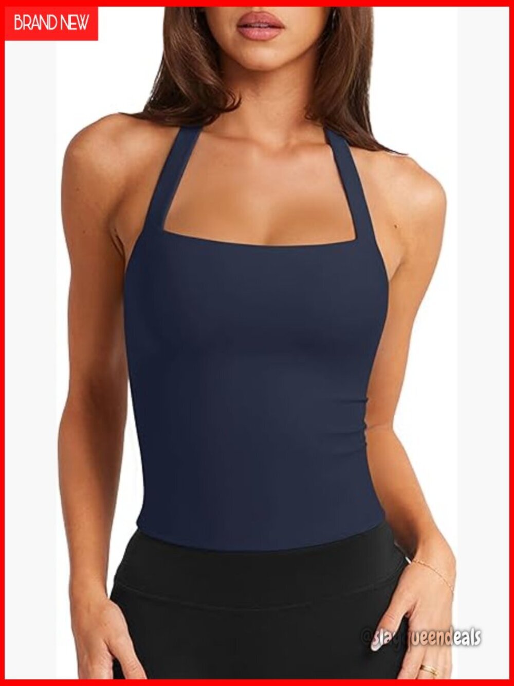 Slim Fit Halter Sports Bra Tank Top Wirefree Sleeveless Crop Workout